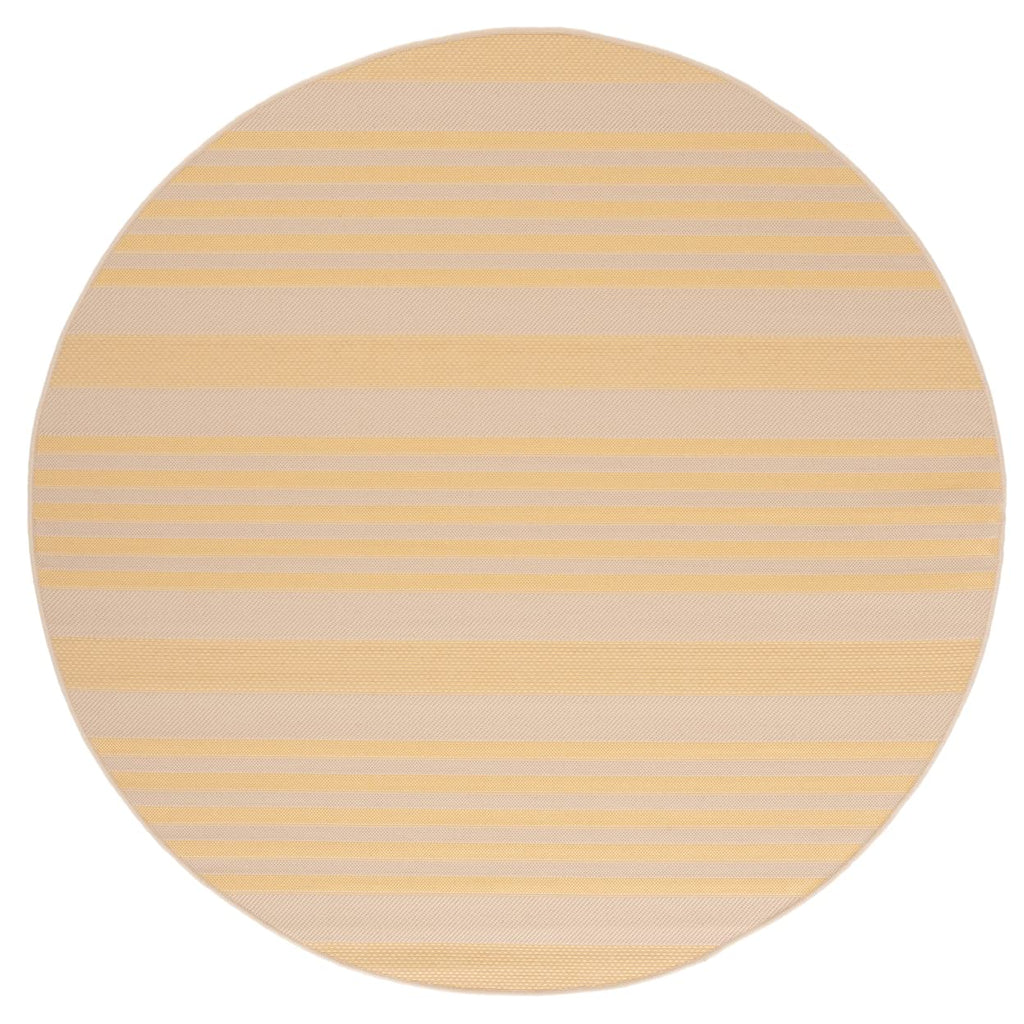 SAFAVIEH Courtyard Collection 6'7'' Round Gold/Beige CY6062 Stripe Indoor/ Outside Waterproof Easy cleansingPatio Backyard Mudro