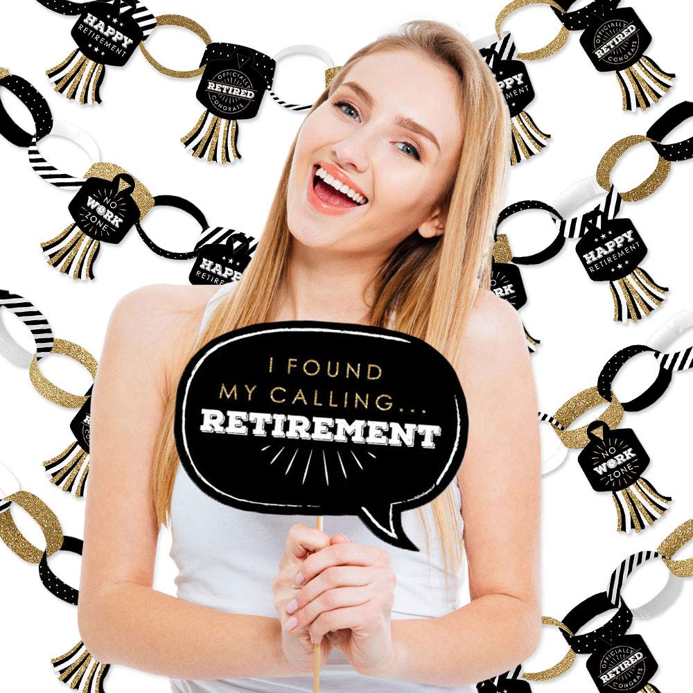 Big Dot Of Happiness Happy Retirement - Banner And Photo Booth Decorations - Retirement Party Supplies Kit - Doterrific Bundle