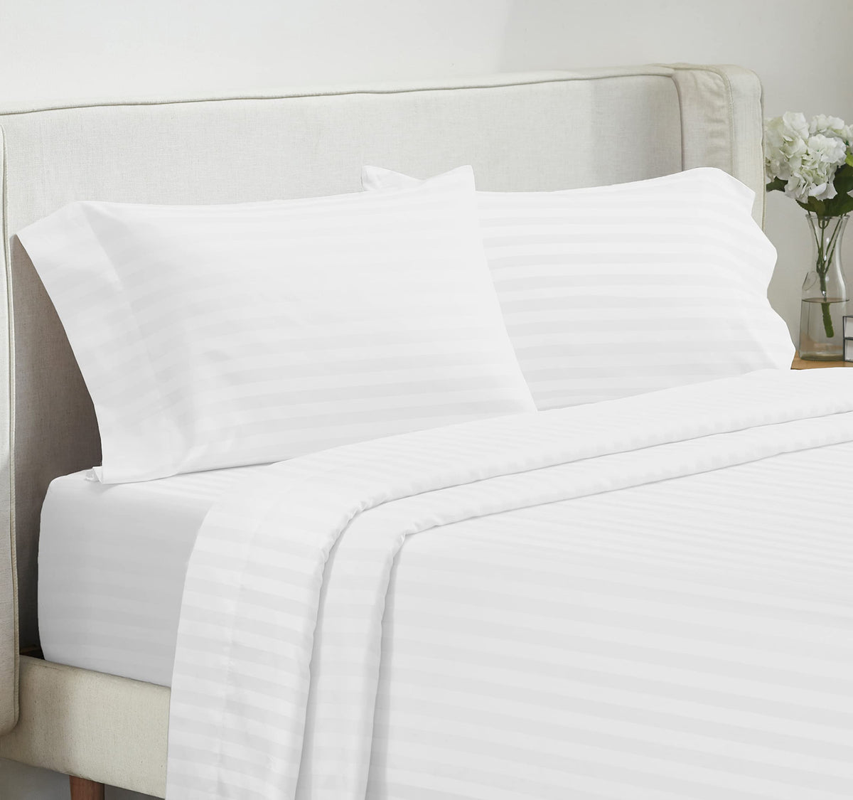 California Design Den - Deep Pocket Queen Sheets Soft 100% Cotton Cooling Sheets Deep Pockets Snug Fit Elastic, 500 Thread Count