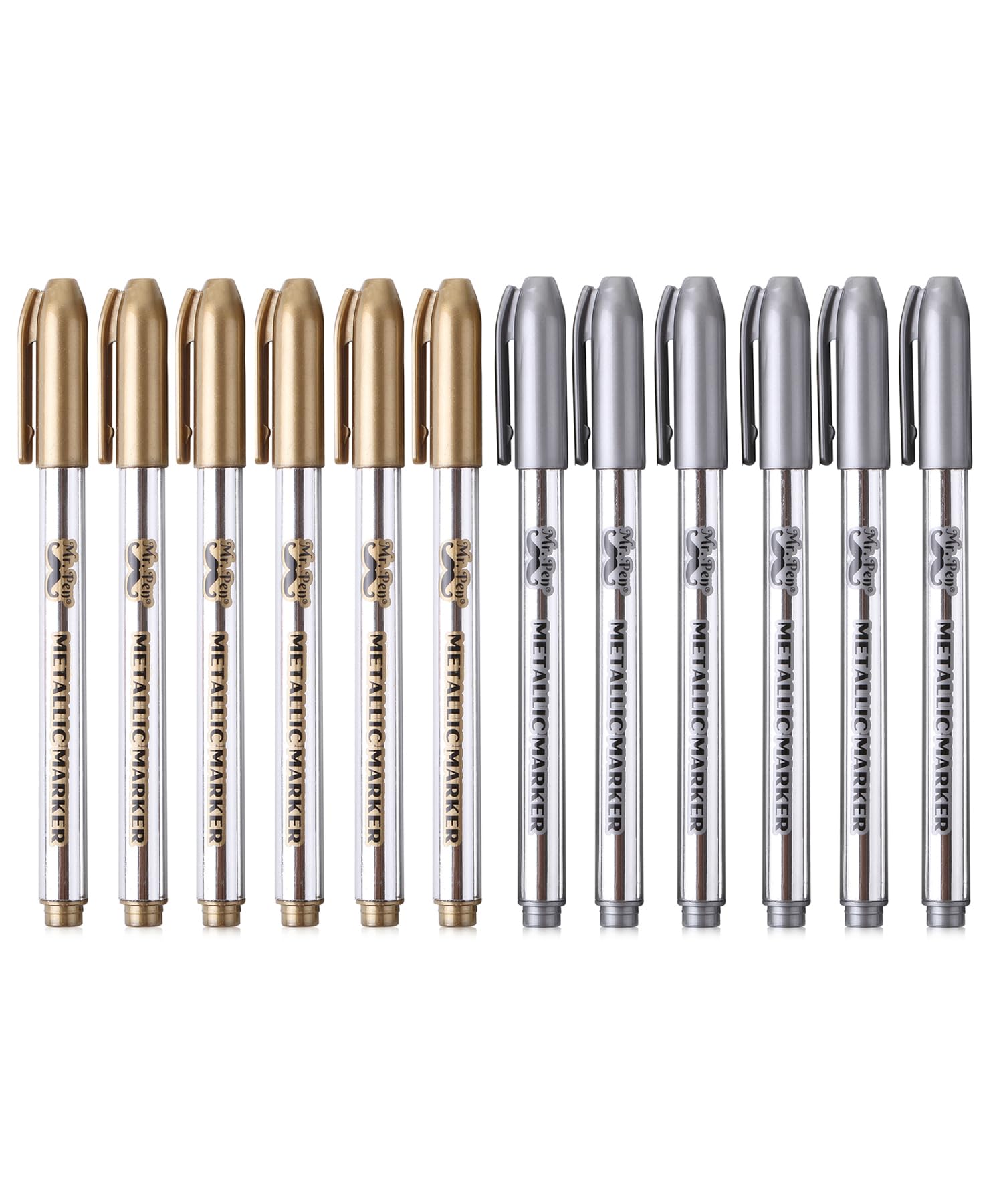 Mr. Pen- Metallic Paint Markers, 12 Pack, Silver And Gold, Silver Paint Marker, Gold Ink Pen, Silver Pen, Silver Markers Permane