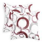Calitime Throw Pillow Cases Pack Of 2 Cozy Fleece Ink And Wash Geometric Circles Rings Decorative Cushion Covers For Couch Bed S