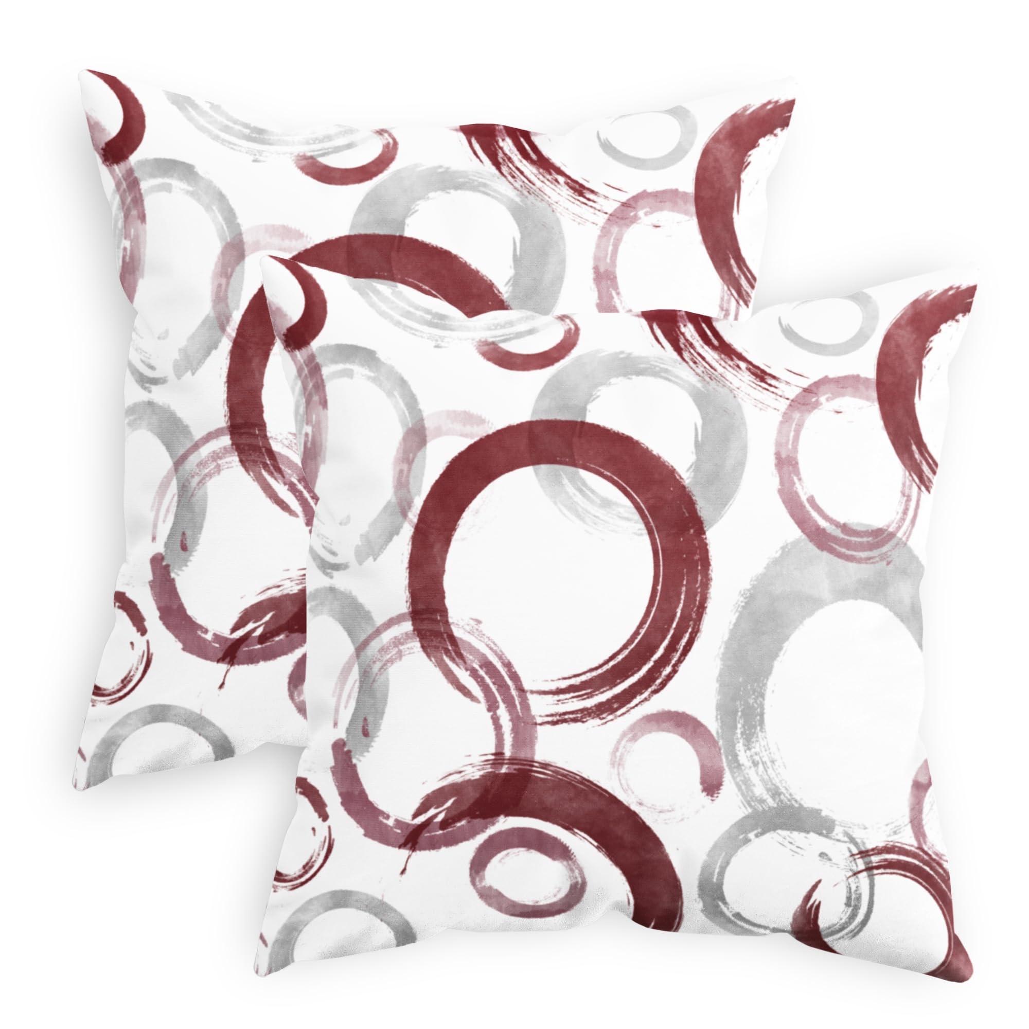 Calitime Throw Pillow Cases Pack Of 2 Cozy Fleece Ink And Wash Geometric Circles Rings Decorative Cushion Covers For Couch Bed S