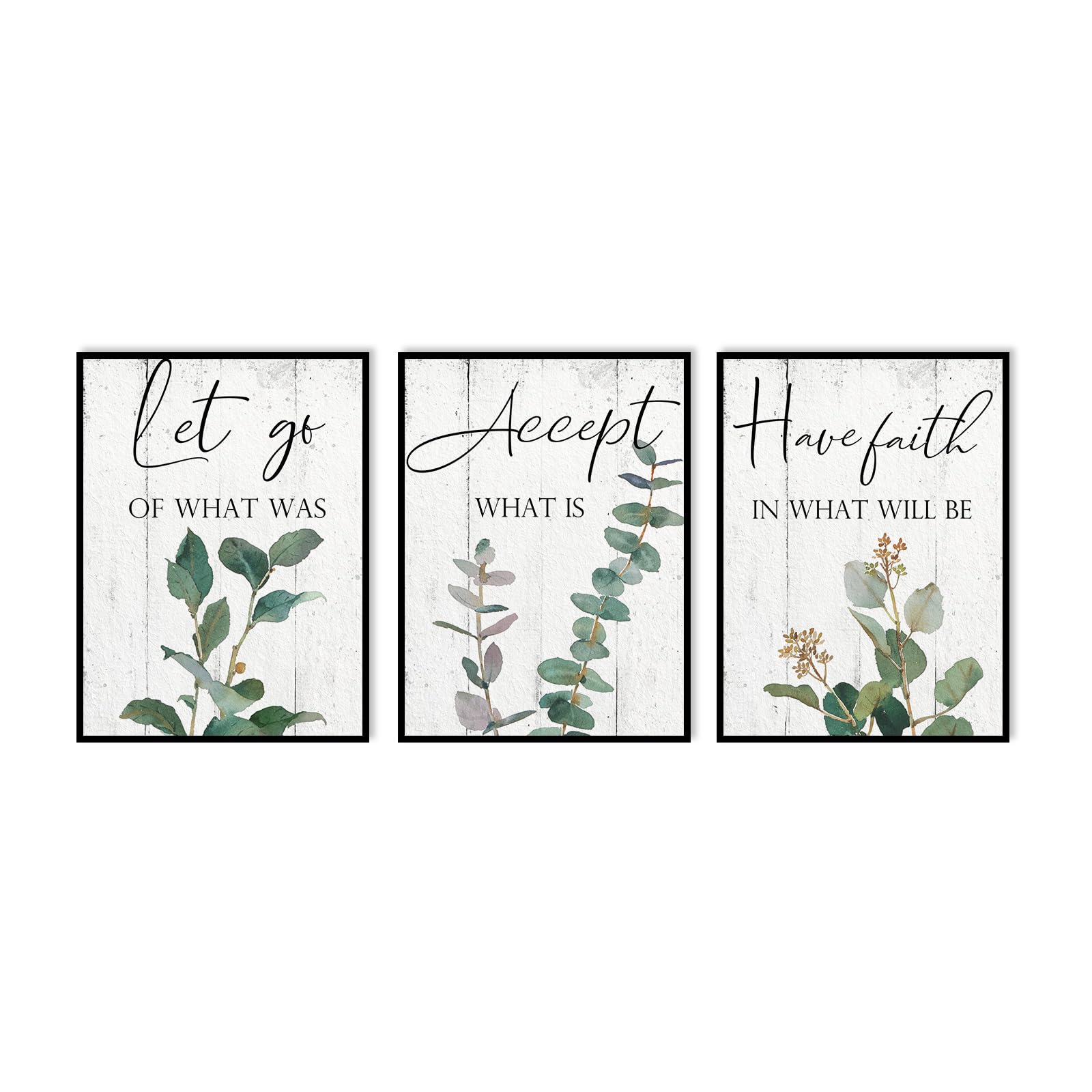 Inspirational Wall Art Office Decor: 3 Piece Motivational Quotes Wall Art 12x16,Accept Let Go Have Faith Wall Decor for Office,E
