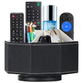 Remote Control Holder, Swivel 9 Rooms Desk Organizer And Decorations For Living Room, Leather Bedside Storage Caddy For Tv Contr