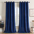 Joydeco Royal Blue Velvet Curtains 96 Inches Long, Luxury Grommet Blackout Curtain 2 Panels, Thermal Insulated Privacy Room Dark