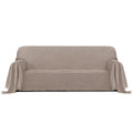 Purefit Geometric Jacquard Throw Sofa Cover - Textured Soft Washable Decorative Couch Covers For 3 Cushion Couch, Throw Cover With Tassels Furniture Protector For Pets, Kids (X-Large, Camel)