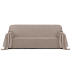 Purefit Geometric Jacquard Throw Sofa Cover - Textured Soft Washable Decorative Couch Covers For 3 Cushion Couch, Throw Cover With Tassels Furniture Protector For Pets, Kids (X-Large, Camel)