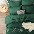Cozylux King Seersucker Comforter Set With Emerald Green Bed In A Bag 7-Piece All Season Bedding Set With Comforter, Pillow Sham, Flat Sheet, Fitted Sheet, Pillowcase