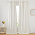 Nicetown Linen Blend Living Room Curtains 84 Inches Long, Rod Pocket & Back Tab Flax Linen Burlap Semi Sheer Drapes Privacy With