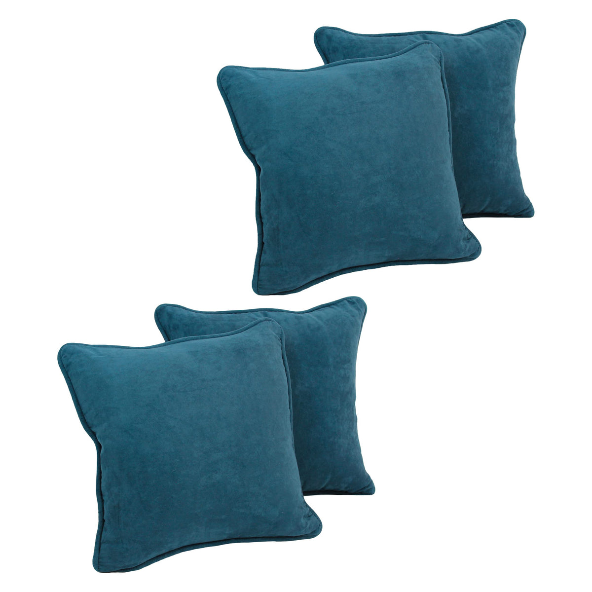 Blazing Needles Corded Microsuede Throw Pillow, 18&quot;, Teal 4 Count