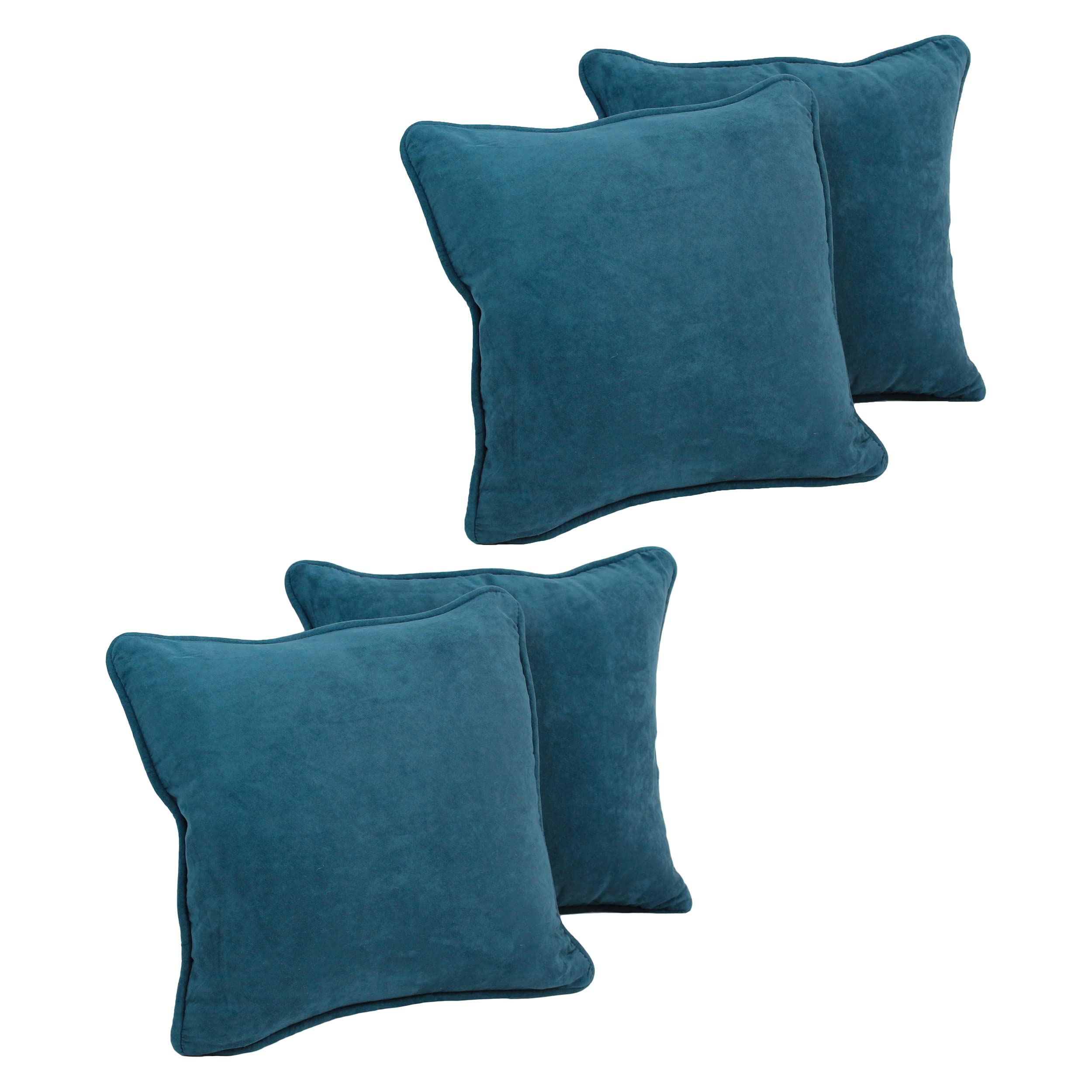 Blazing Needles Corded Microsuede Throw Pillow, 18", Teal 4 Count