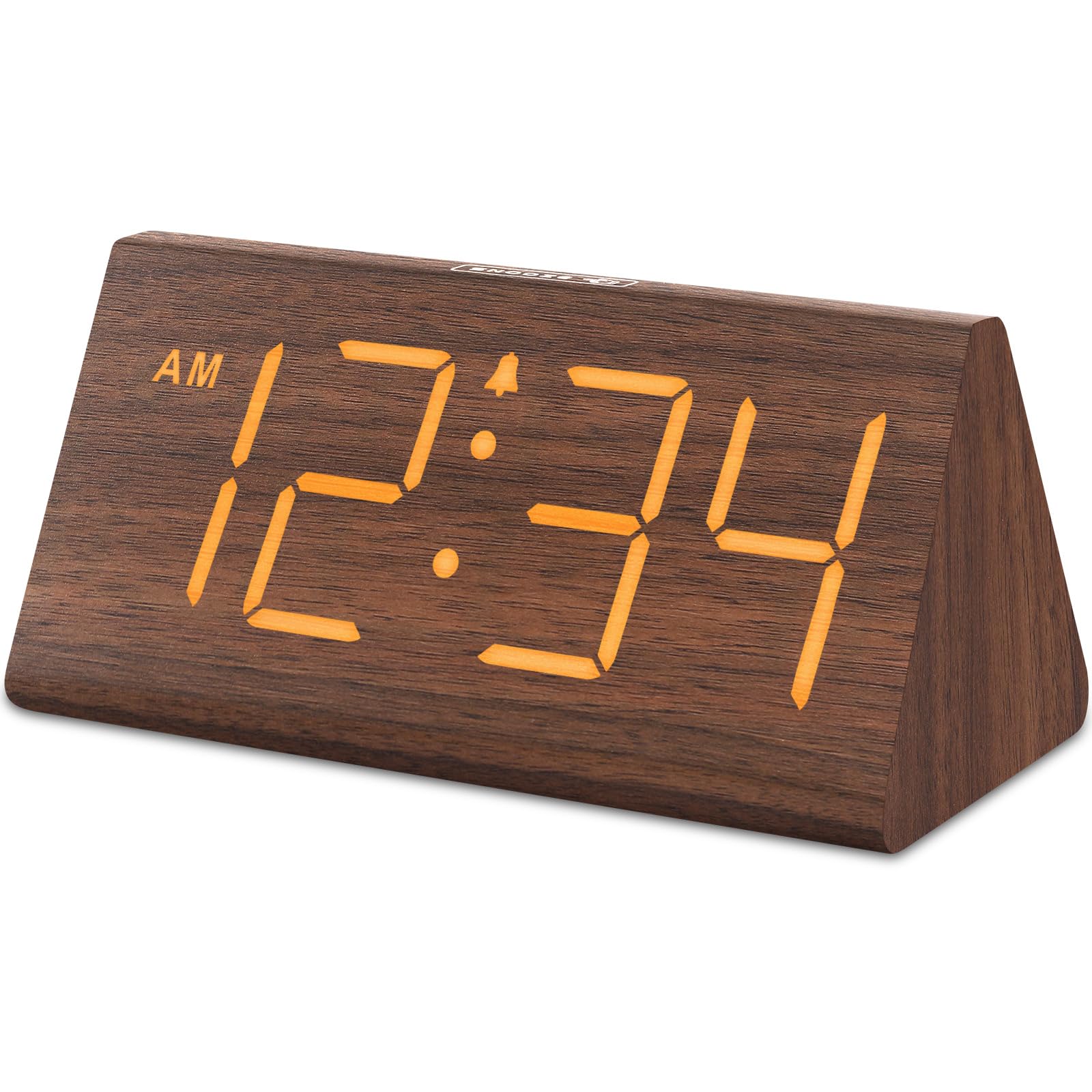 DreamSky Wooden Digital Alarm Clocks for Bedrooms - Electric Desk Clock with Large Numbers, USB Port, Loud Alarm for Heavy Sleep