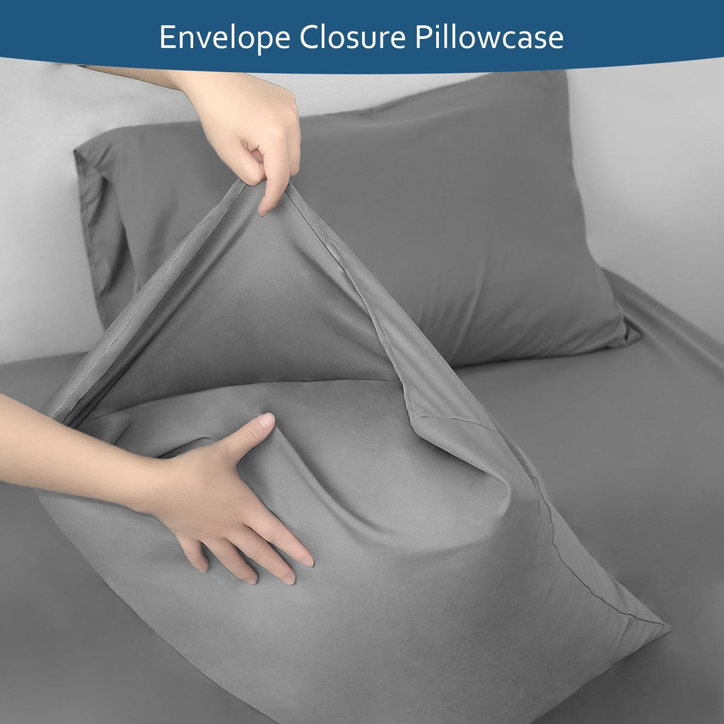 Deep Pocket Twin Xl Sheet Sets - Extra Long Twin Sheets - Dorm Room Essentials - 4 Piece Xl Twin Bed Sheets Fade Resistant Fits 16In To 24In Pillow Top Air Mattress - Grey