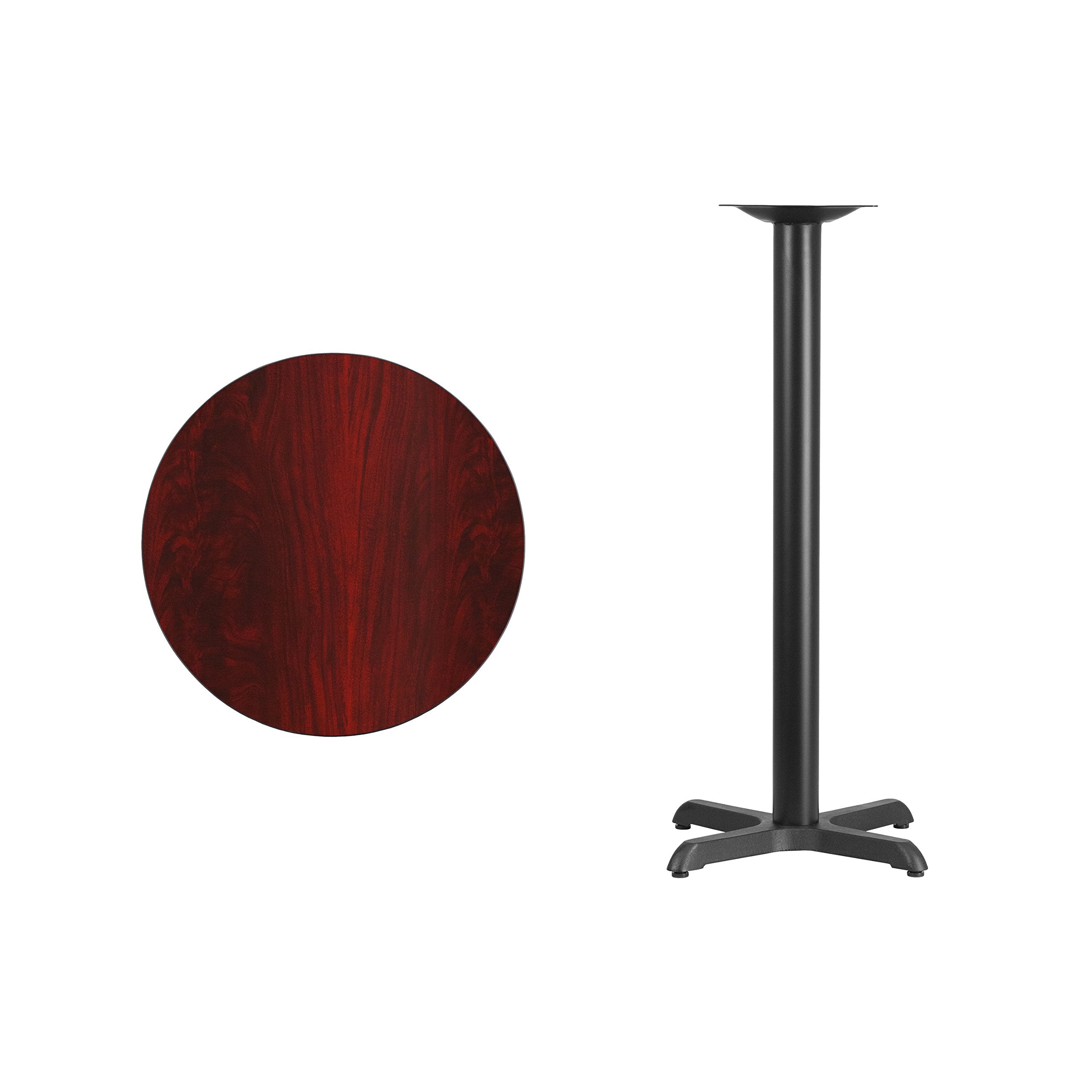 Flash Furniture Stiles 24'' Round Mahogany Laminate Table Top with 22'' x 22'' Bar Height Table Base