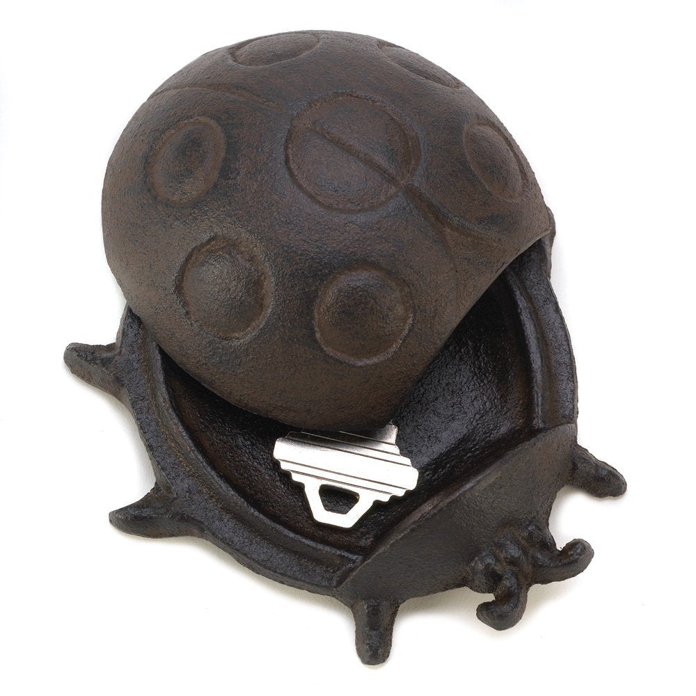 Summerfield Terrace Outdoor Key Hider, Small Cast Iron Metal Ladybug Key Hider Statue For Garden