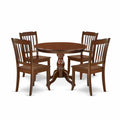 East West Furniture HBDA5-MAH-W 5 Piece Dining Set Includes a Round Dining Table with Pedestal and 4 Kitchen Chairs, 42x42 Inch, Mahogany