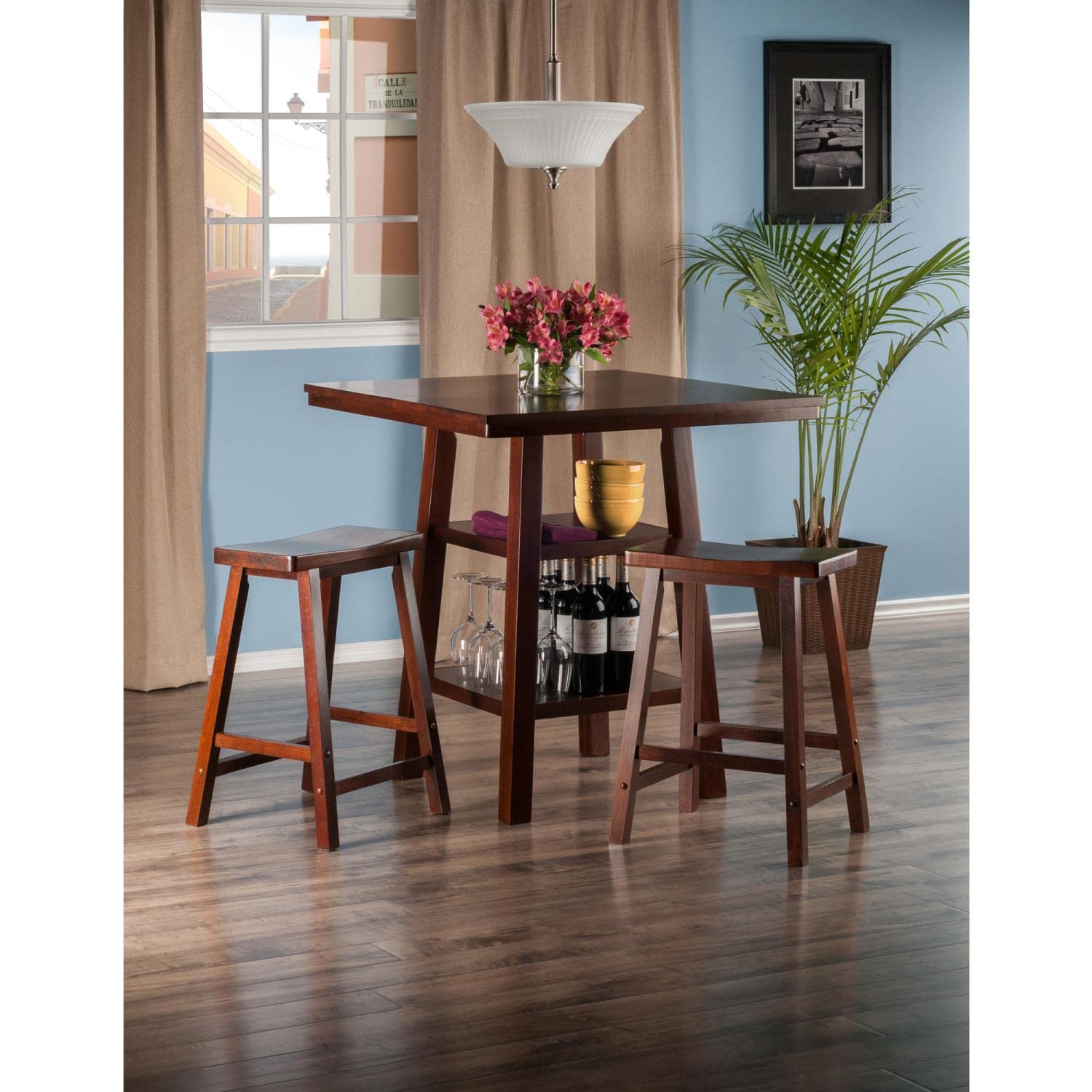 Winsome Orlando Dining, Saddle Seats, Walnut
