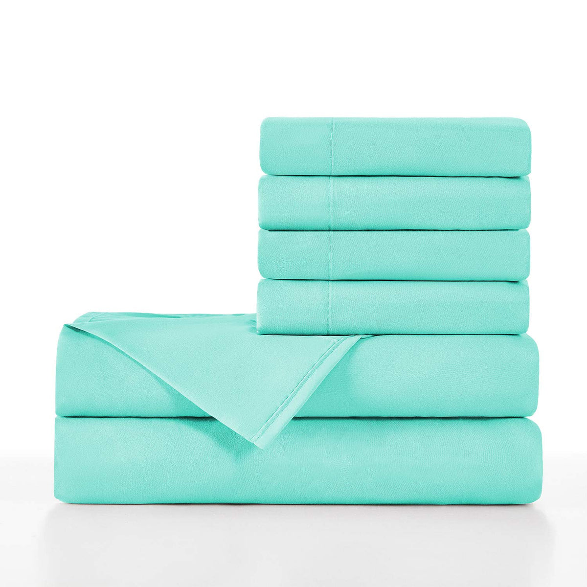 Basic Choice Luxury Soft 2000 Series Bed Linen Sets, Standard 100 By Oeko-Tex, Queen Set, Aqua Sky, 6 Pieces, Queen