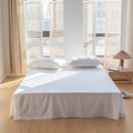 Biselina French Linen Bed Skirt With Pleated Corner 14-Inch Tailored Drop Natural Flax Cotton Blend Basic Dust Ruffle Soft Cozy