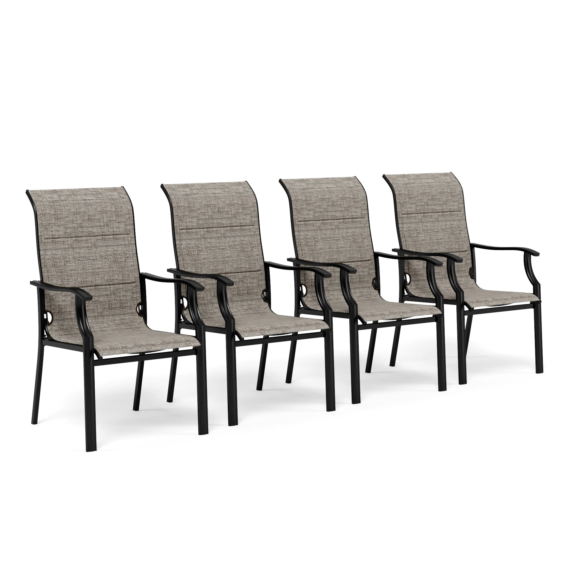 Sunshine Valley Dining Chairs Set Of 4,Steel Frame With Textilene Fabric Patio Dining Chairs 4 Pieces High Back Outdoor Dining C