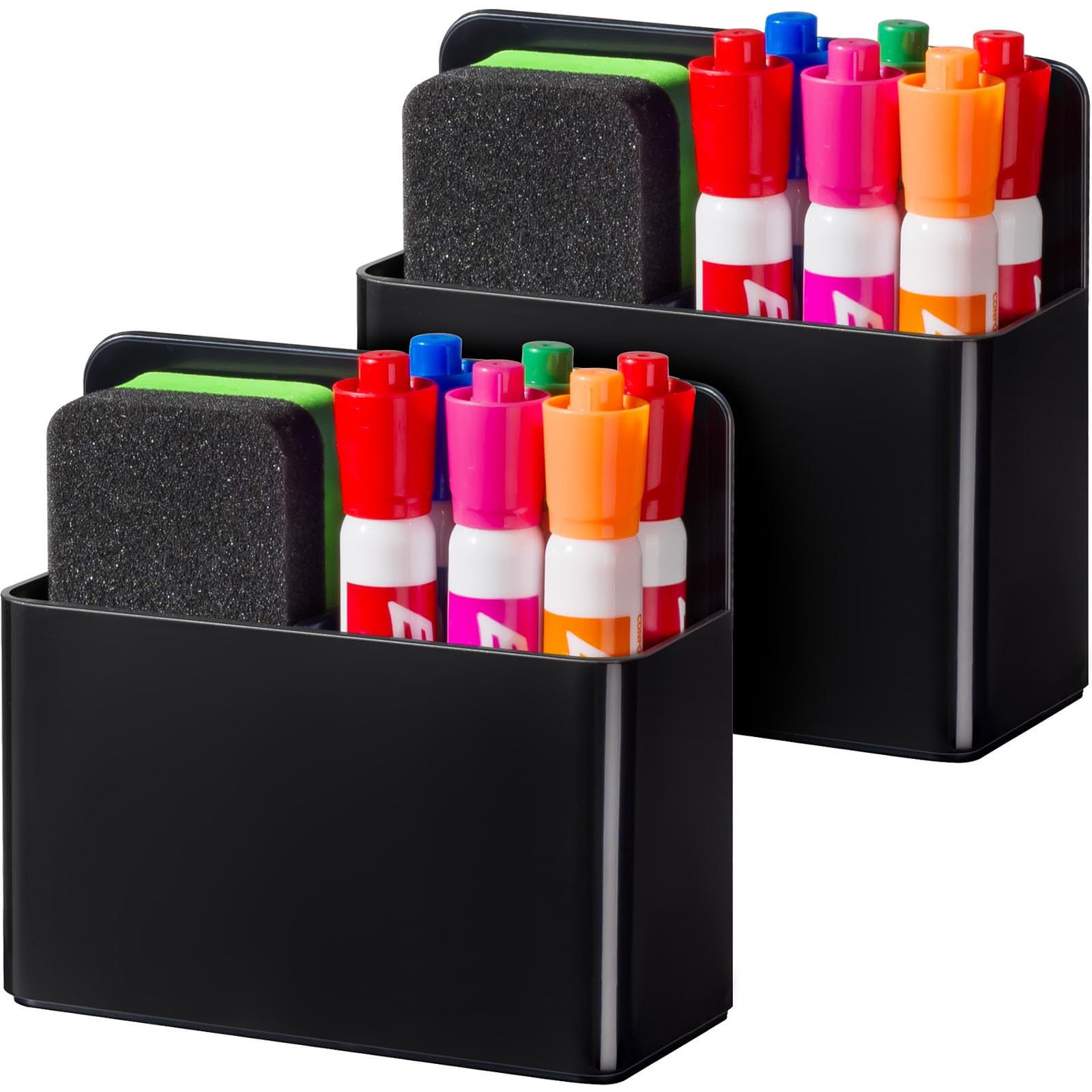 Beygorm 2 Pack Plastics Magnetic Pen Holder For Refrigerator, Dry Erase Marker Holder For Whiteboard,Magnet School Locker Organi