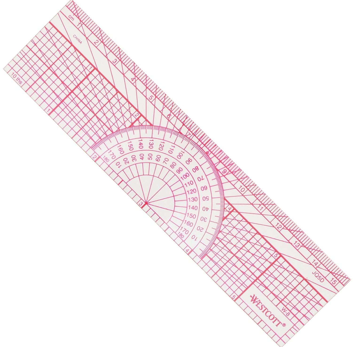 Westcott W-8 Engineers Protractor Ruler, 6 In