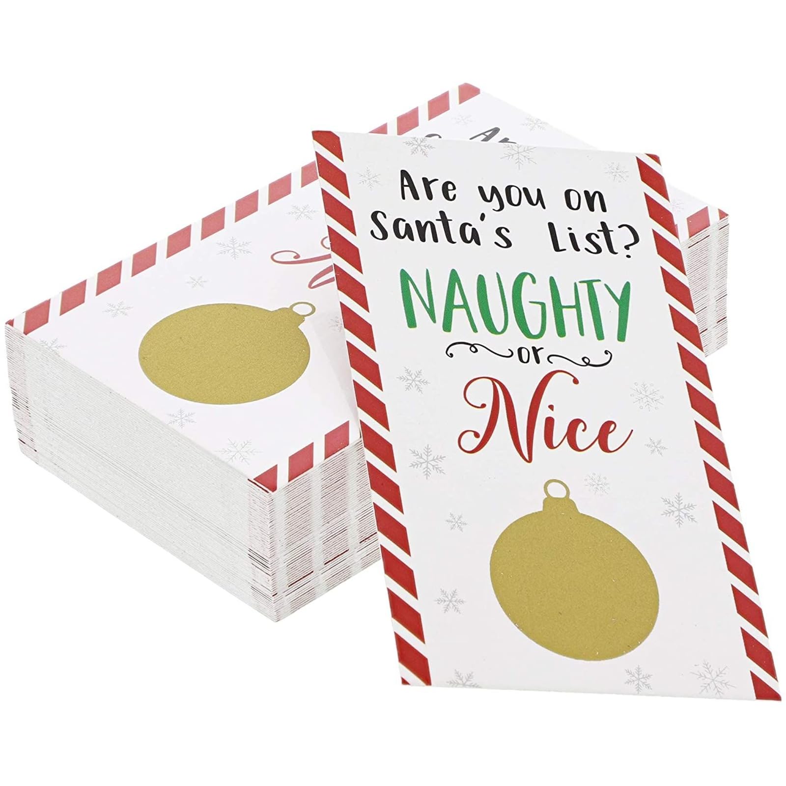 Paper Junkie 60 Pack Christmas Scratch Off Cards for Adults Xmas Holiday Party Game, Naughty or Nice (2 x 3.5 in)