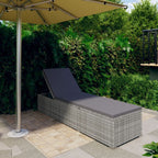vidaXL Sun Lounger with Cushion - Adjustable, Outdoor-Ready Poly Rattan Sunbed in Gray - Weather-Resistant, Easy-Clean Furniture for Poolside, Patio, Balcony or Camping