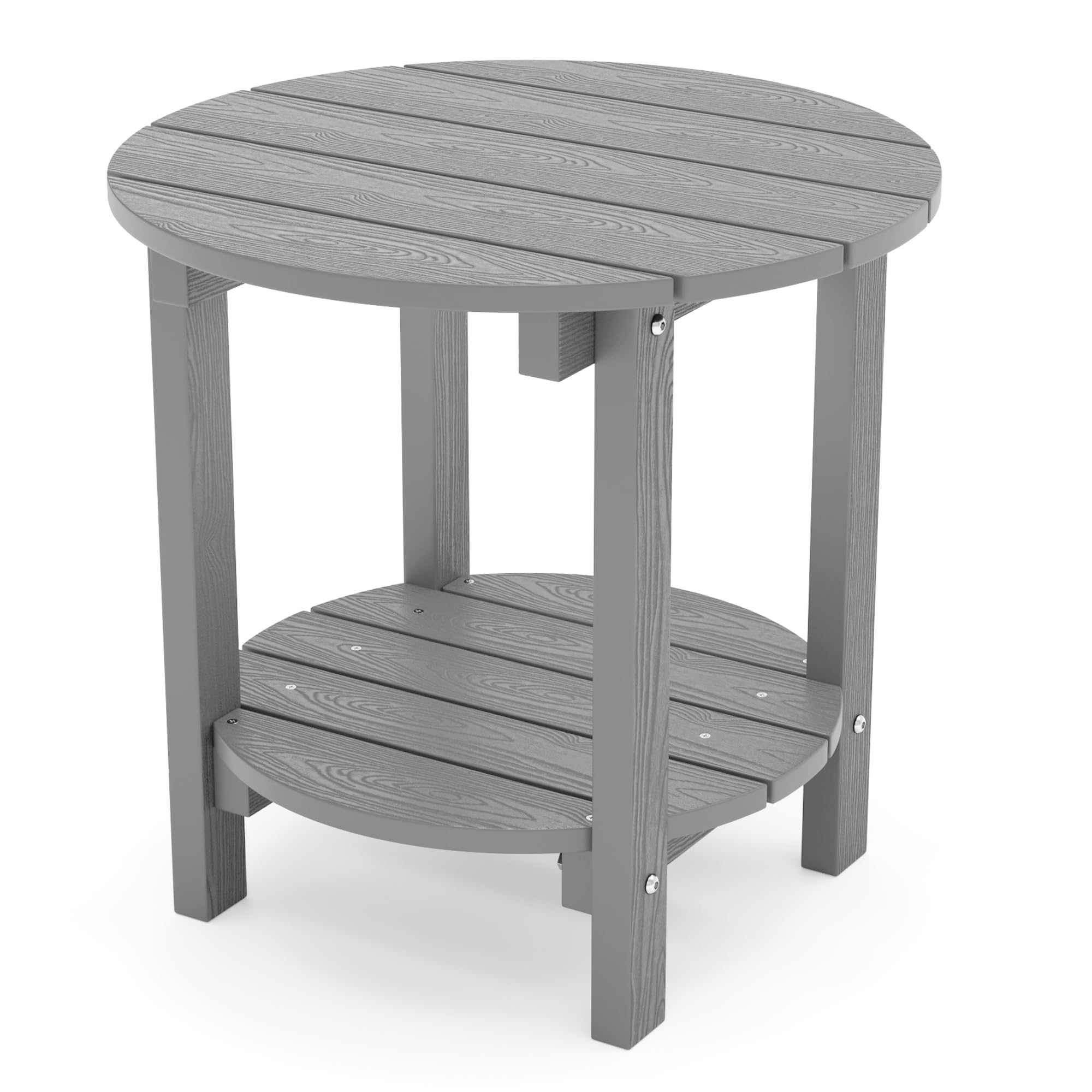 Yefu Adirondack Side Table, 18' Double Outdoor Side Table, Poly Lumber End Table, Weather Resistant For Indoor, Patio, Pool, Porch, Backyard-Grey