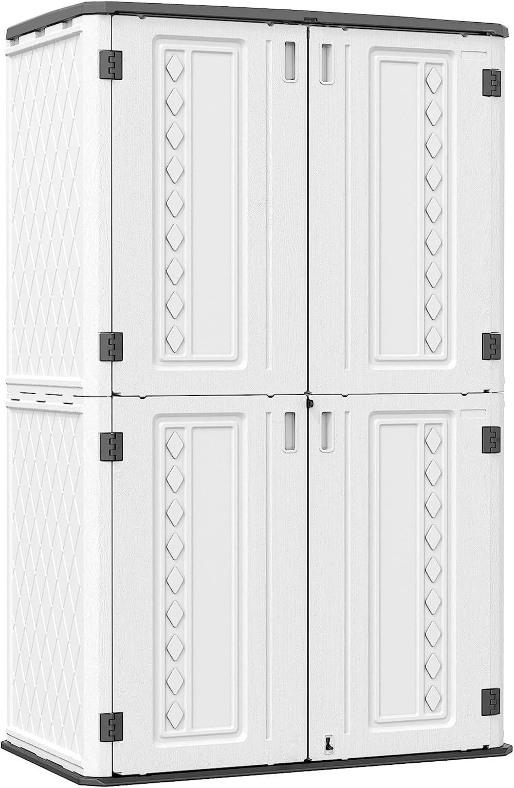 Outdoor Storage Shed,Kinying Outdoor Storage Cabinet Waterproof With Double Doors,52 Cu.Ft Resin Vertical Tool Shed For Garden,P