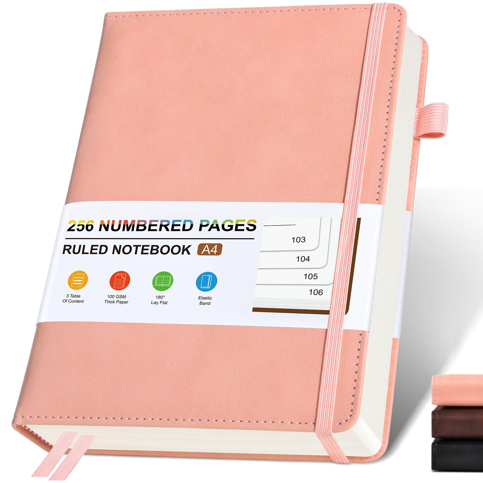 Lined Leather Journal Notebook For Women Men , Hardcover Journals With 256 Numbered Pages, A4 Journaling Notebooks For Writing,