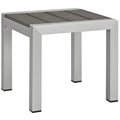 Modway Shore Aluminum Outdoor Patio Side Table In Silver Gray