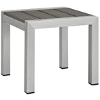 Modway Shore Aluminum Outdoor Patio Side Table In Silver Gray