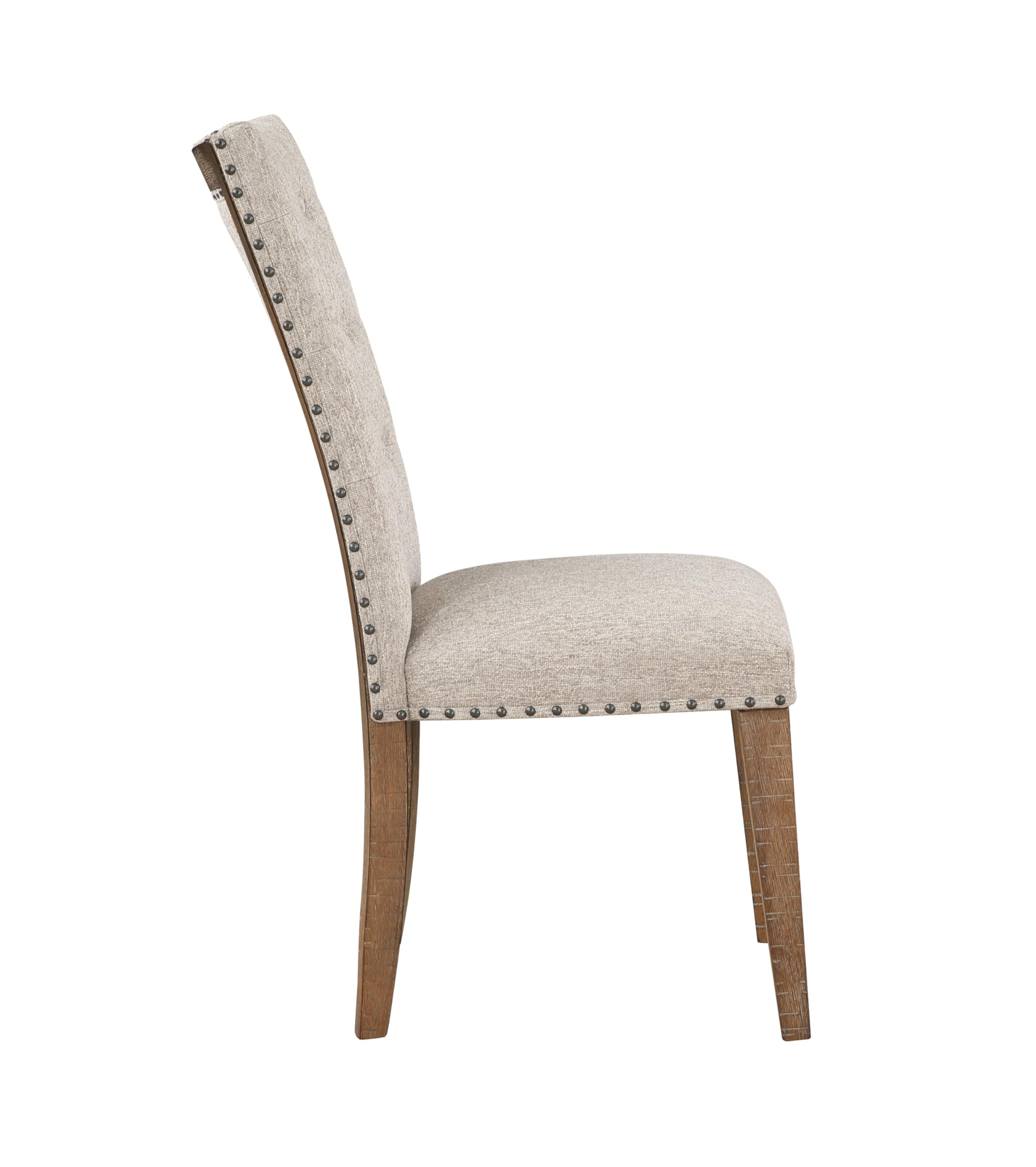 Greyson Living Riverdale 5pc Dining Table Set, 64&quot;-80&quot; Retangular Table w/ 16&quot; Leaf, 4 Uholstered Tufted Side Chairs w/ Nailhead Trim, Dining Room, Rustin/Farmhouse Design, 64&quot;L x 40&quot;W x 30&quot;H, Brown