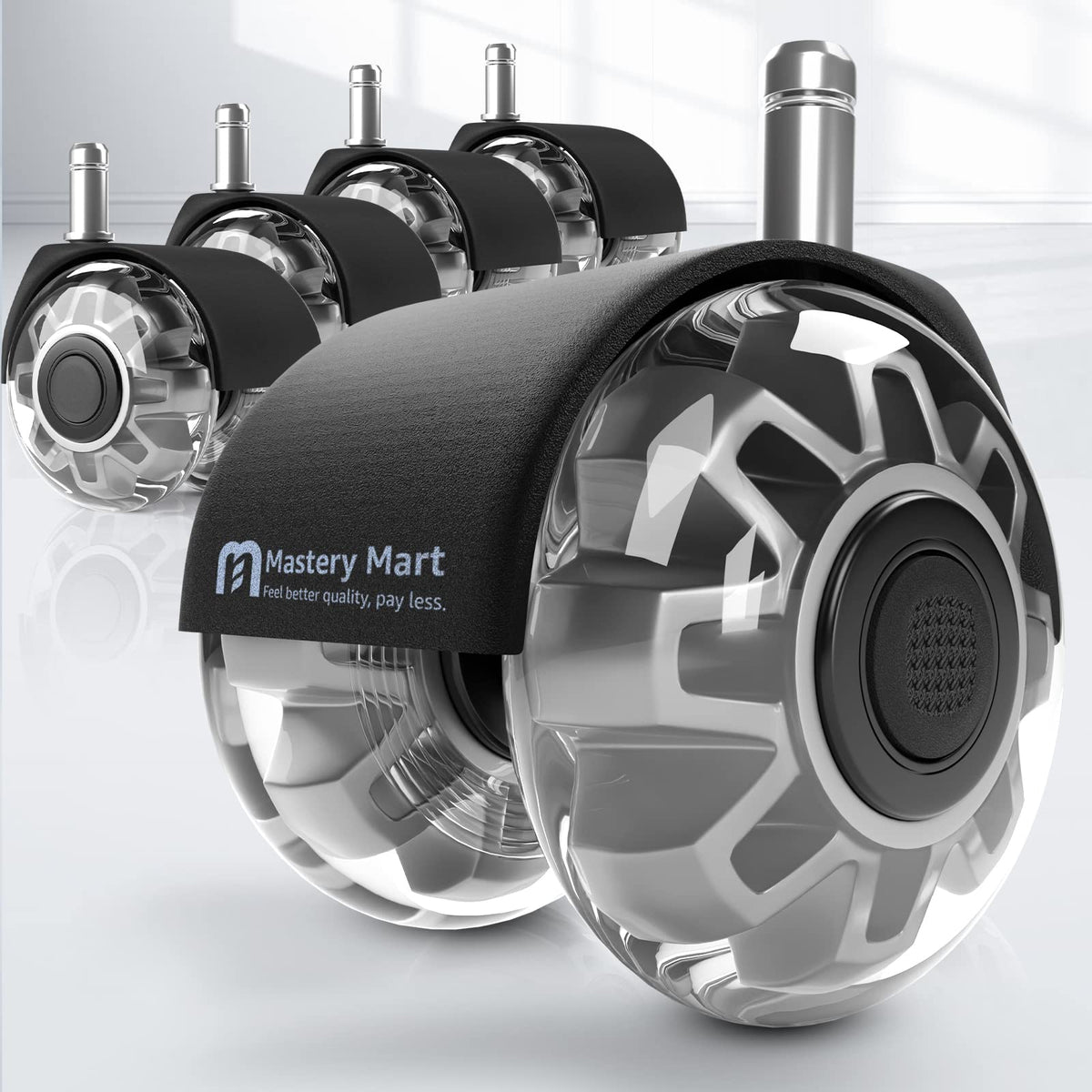 Mastery Mart Office Chair Caster Wheels For Hardwood Floors, Heavy Duty And Quiet Smooth Rollerblade Wheels For Office Chair, Universal Size (11X22Mm), Suitable For Most Chairs