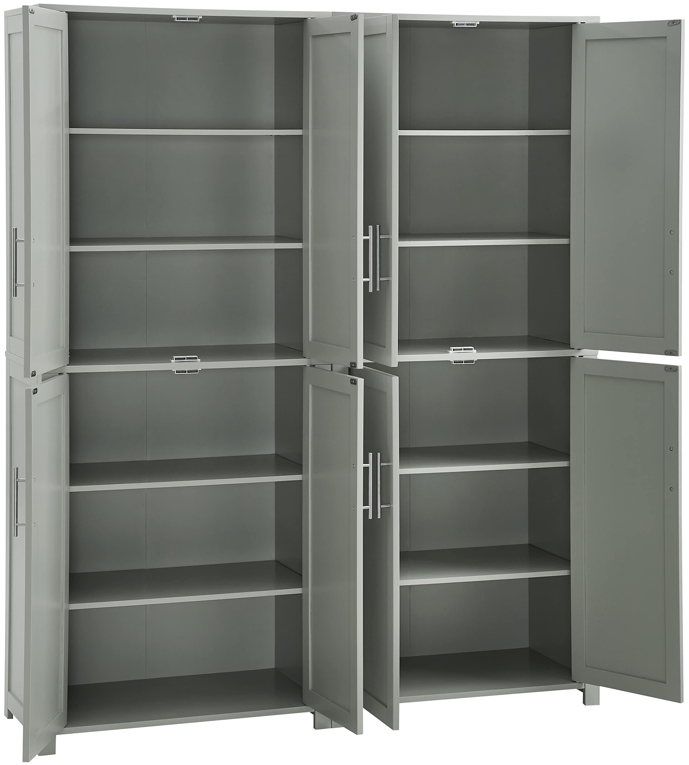 Crosley Furniture Savannah 2-Piece Pantry Storage Cabinet Set with Shelves, Kitchen, Dining, or Laundry Room, Gray