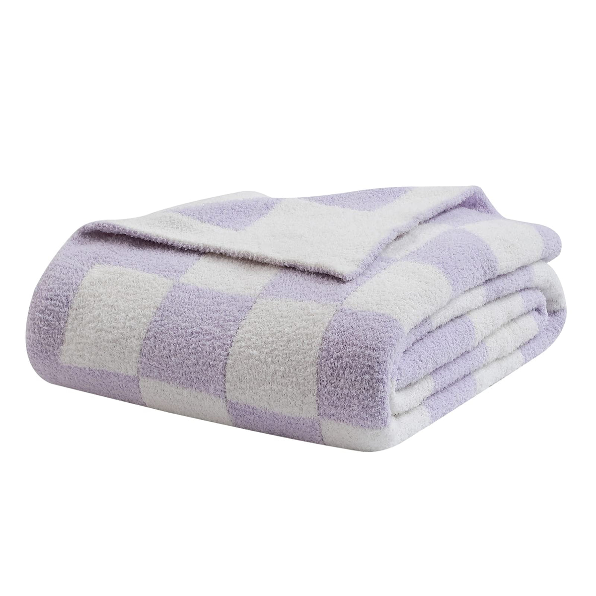 Bearberry Fuzzy Checkerboard Grid Throw Blanket Soft Cozy Warm Microfiber Bed Blanket Decor For Couch Sofa Bed Travel Home (Purp