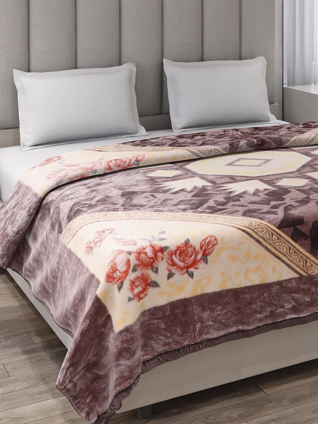 Monte Carlo Double Bed Winter Blanket Regal 1 Ply Box Pack 500 GSM | 2.5 KG | 2.5 KG (230x210 CM), Chocolate Brown