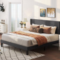 Gizoon Full Bed Frame with Wingback Headboard, Upholstered Platform Bed with Modern Geometric Headboard, Wooden Slats, Noise-Fre
