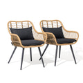Joivi Outdoor Patio Wicker Chairs Set Of 2, Rattan Dining Chairs With Cushion And Armrest, Porch Chairs Outdoor Seating With Iro