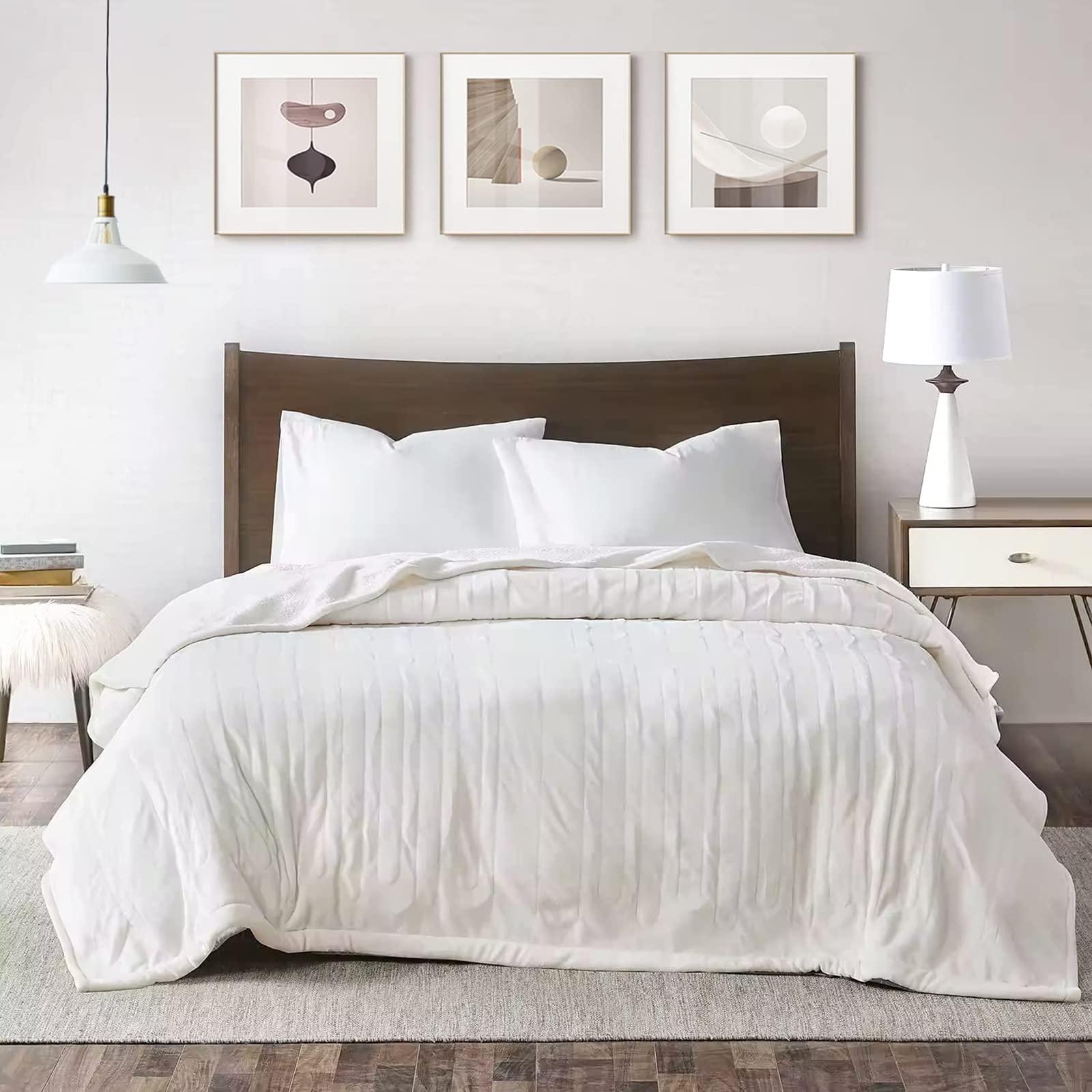 Sunvivi Heated Electric Blanket Queen Size With Dual Control, 5 Years Warranty, 10 Heat Settings, 12 Hours Auto Off, Machine Was