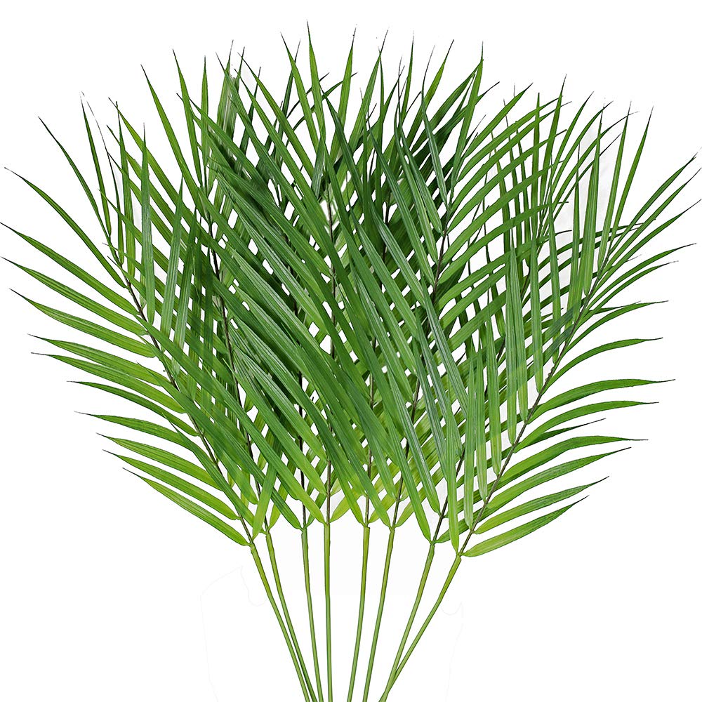 8 Pcs Artificial Areca Palm Leaves Stems Greenery Tropical Palm Tree Leaves Plants Faux Monstera Leaves for Palm Sunday Floral A