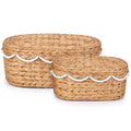 Newtay Set of 2 Wicker Storage Baskets with Lid Rattan Handwoven Baskets