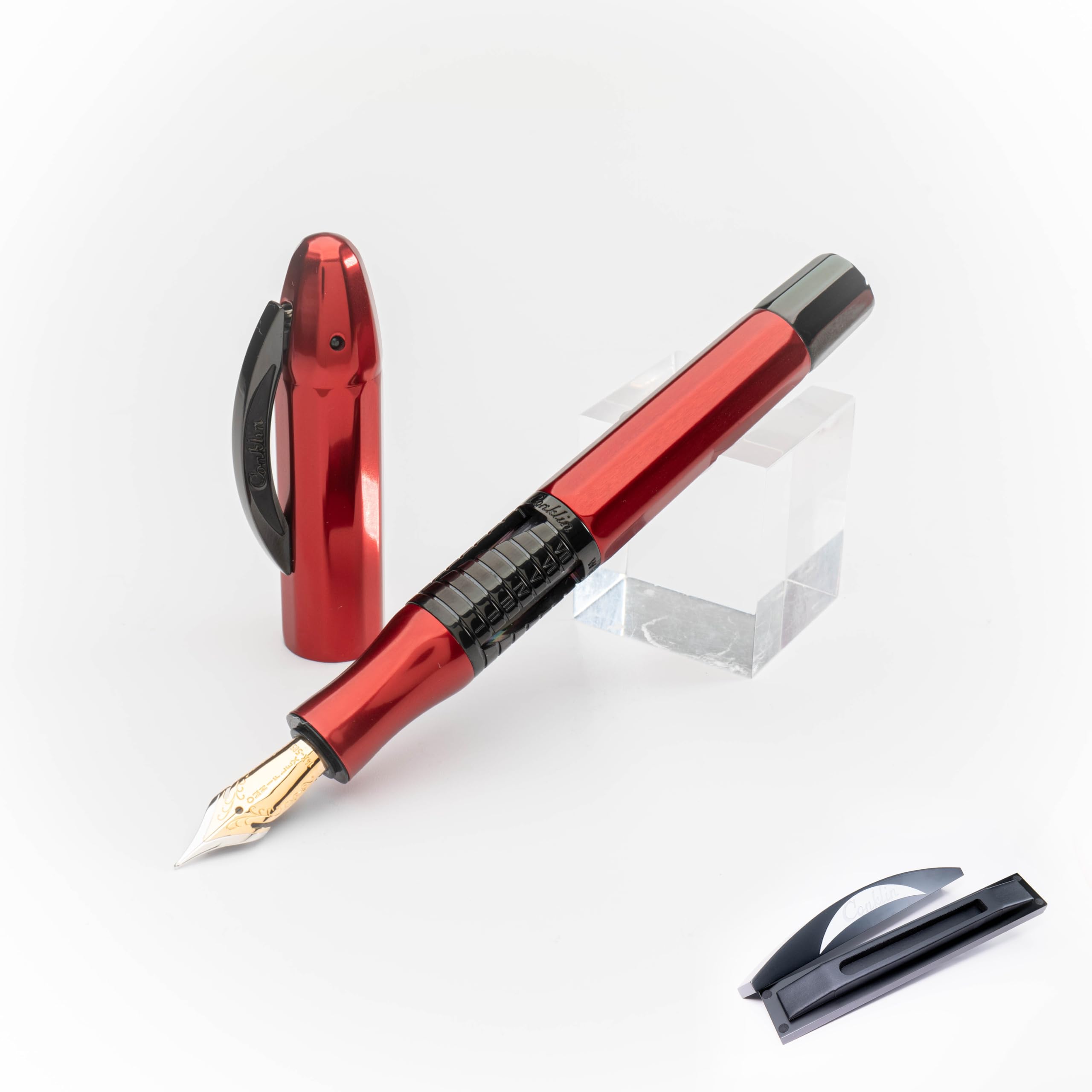 Conklin Nozac Classic 125 Anniversary Fountain Pen Limited Edition (Red/Black Trim) - 14K Medium Nib