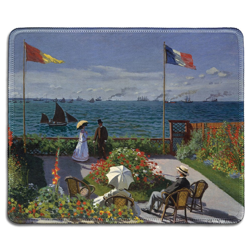 Dealzepic - Art Mousepad - Natural Rubber Mouse Pad With Famous Fine Art Painting Of Garden At Sainte-Adresse By Claude Monet -