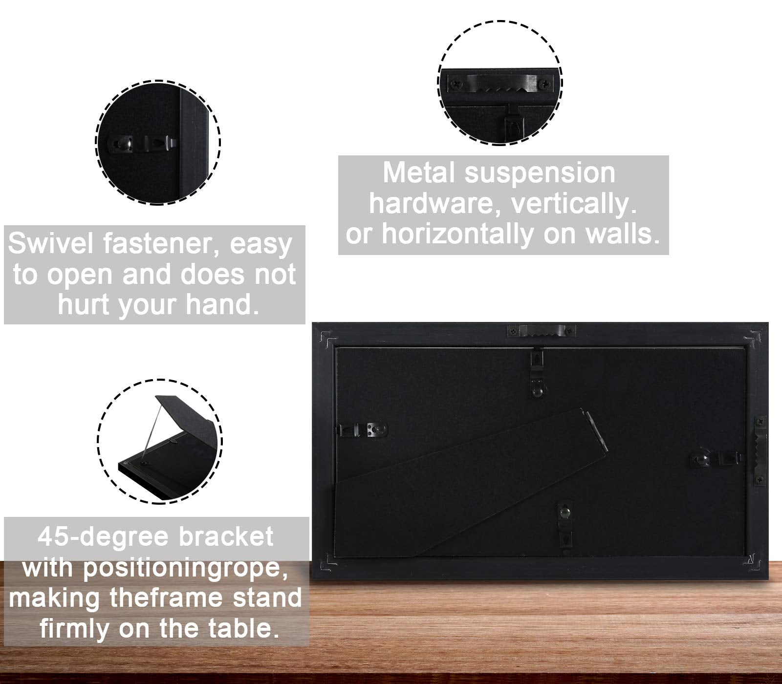 CORE ART Black 5x10 Business License Frame, Professional Bank Check Frame 3.5x8, High Definition Plexiglass, Wall/Tabletop Display