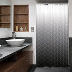 Riyidecor Small Stall Rv Shower Curtain Black Grey White Half Ombre Herringbone Chevron 36Wx72H Inch Geometric Modern Narrow Wal
