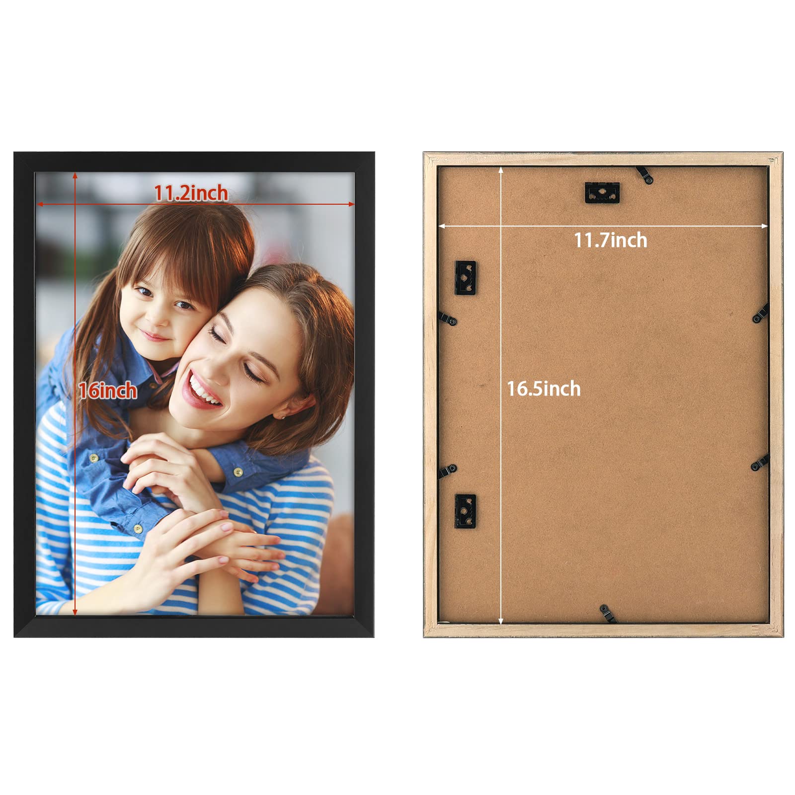 Golden State Art, A3 Black Photo Frame - Solid Wood And Display 11.7X16.5 Picture Without Mat -Acrylic Glass (Wall Display)