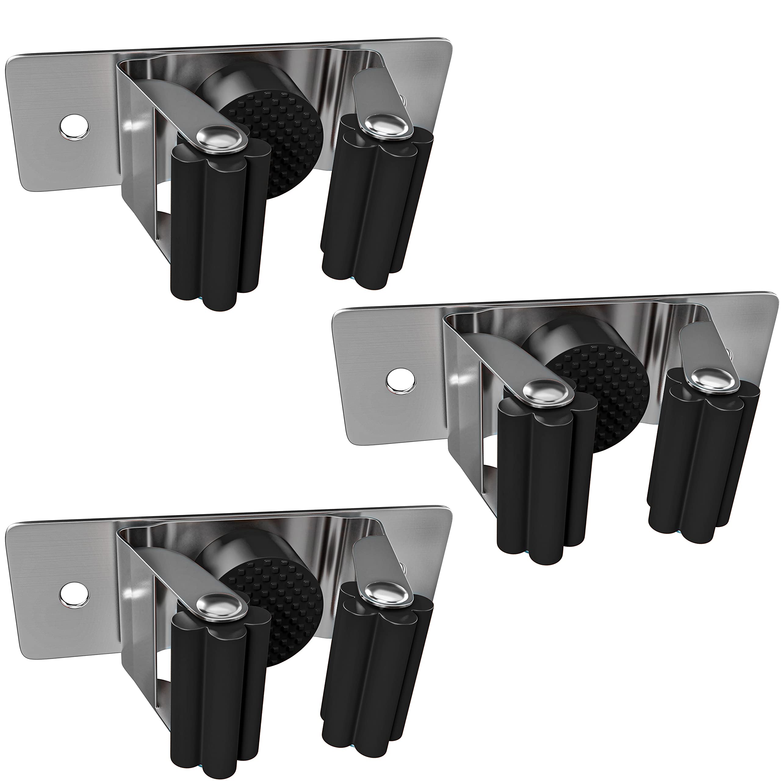 Sayoneyes Broom And Mop Holder Wall Mounted - Heavy Duty Sus304 Stainless Steel Screw And Adhesive Broom Hanger Rack Tool Organi