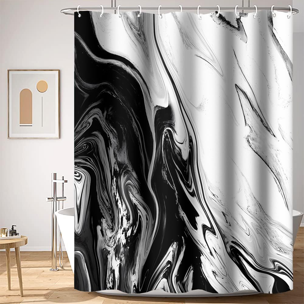 Umpoo Abstract Ink Painting Shower Curtain Black And White Modern Stylish Bathtub Shower Curtain For Bathroom Decor Waterproof T
